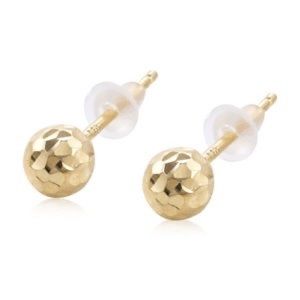 14K yellow gold hammered ball stud earrings